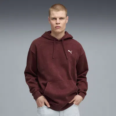 Puma Ess Elevated Wash Hoodie Men In Burgundy