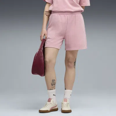 Puma Ess Elevated Wash Shorts Women In Pink