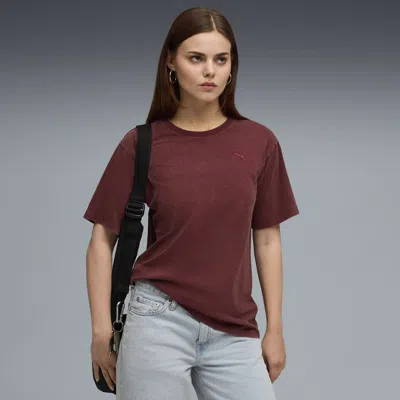 Puma Ess Elevated Wash T-shirt Women In Burgundy
