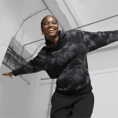 Puma Ess+ Floral Aop Women's Hoodie In Black