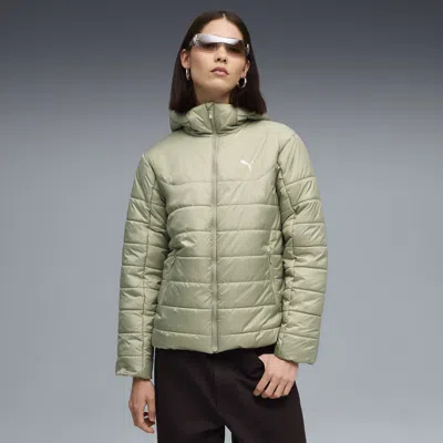 Puma Ess Hooded Padded Jacket Women In Green
