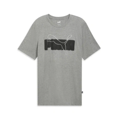 Puma Ess+ Logo Lab Holiday Men's T-shirt In Medium Gray Heather