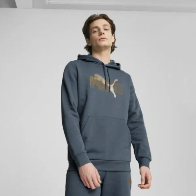 Puma Ess+ Logo Lab Men's Hoodie In Gray Skies