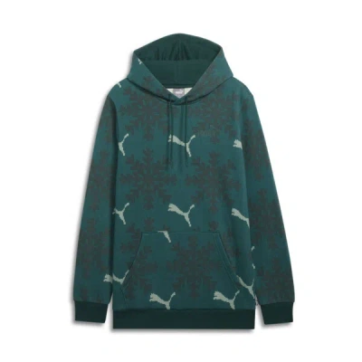 Puma Ess+ Logo Lab Men's Winter Hoodie In Dark Myrtle