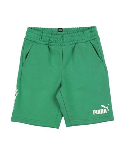 Puma Babies'  Ess+ Mid 90s Shorts Tr B Toddler Boy Shorts & Bermuda Shorts Green Size 7 Cotton, Polyester