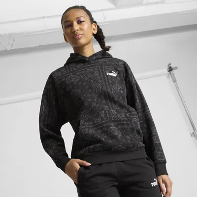 Puma Ess+ Paisley Aop Hoodie In Black