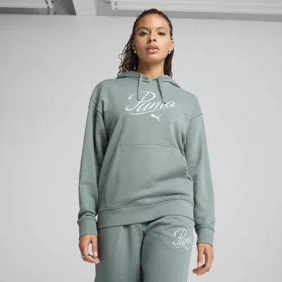 Puma Ess Script Comfort Hoodie Women In Green