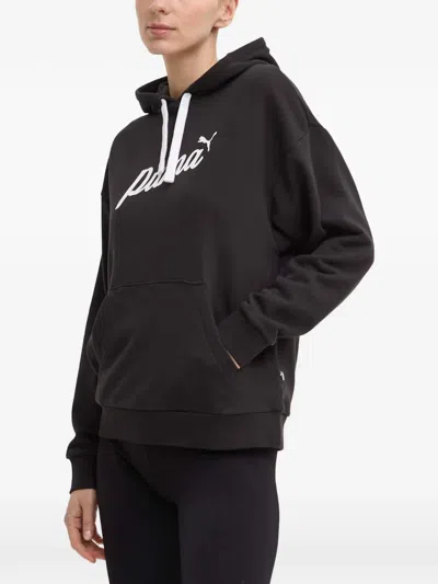 Puma Ess+ Script Hoodie In Black