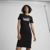 Puma Ess Slim T-shirt Floral Women's Dress In Black
