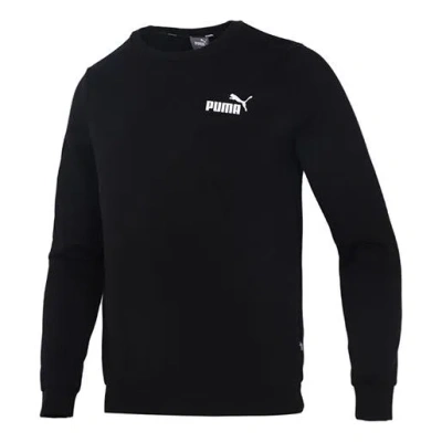 Puma Ess Small Logo Crew Fl Logo Printing Sports Round Neck Pullover Black