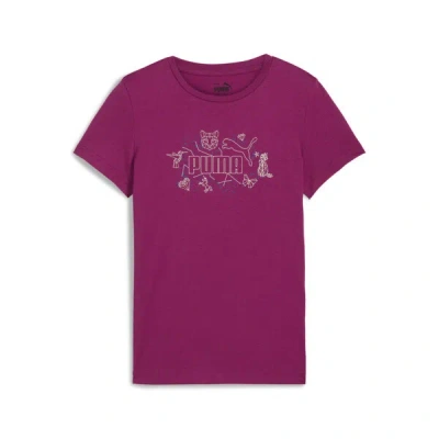 Puma Ess+ Starry Safari Big Kids' T-shirt In Magenta Gleam