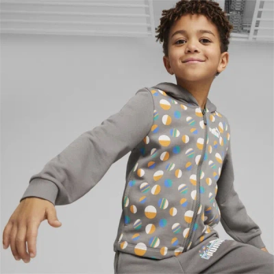 Puma Ess+ Summer Camp Little Kids' Full-zip Hoodie In Cast Iron