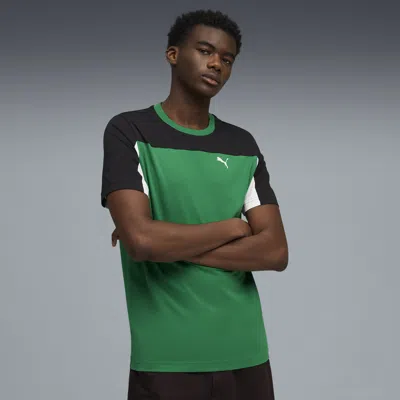 Puma Ess Triple Block T-shirt Men In Green
