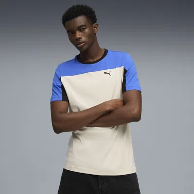 Puma Ess Triple Block T-shirt Men In Blue