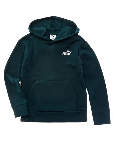 Puma Essential Basics Fleece Pullover Hoodie In Green