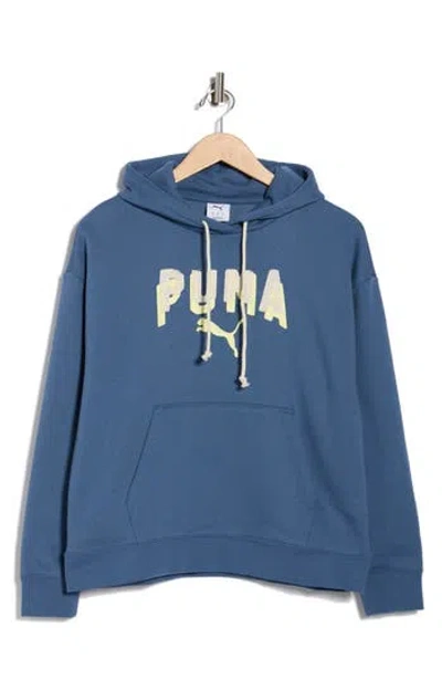 Puma Essential Double Up Hoodie In Blue