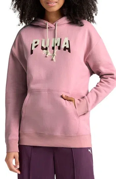 Puma Essential Double Up Logo Hoodie In Pink