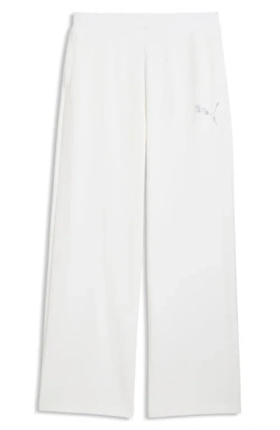 Puma Essential Graphic Leo Luxe Bedazzled Track Pants In White