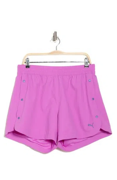 Puma Essential High Waist Ripstop Shorts In Wild Berry,blue Crystal