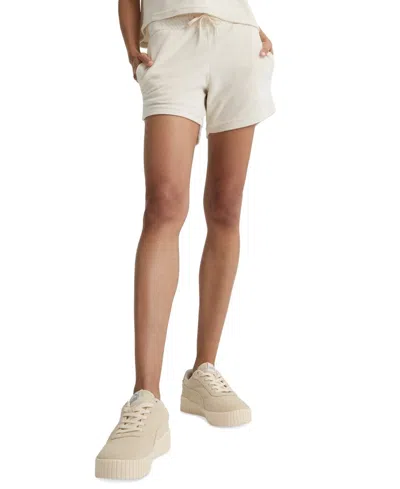 Puma Essential Shorts Women Alpine Snow French Terry Drawstring Active Fts381 In White