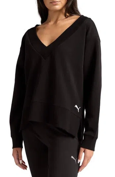 Puma Essential V-neck Sweatshirt In Black