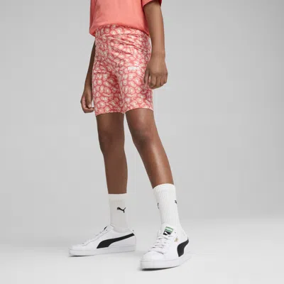 Puma Essentials Animal Big Kids' Short Leggings In Red