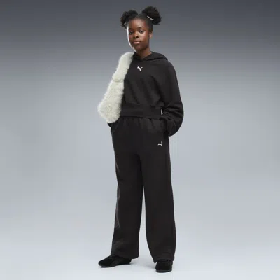 Puma Essentials Big Kids' Slouchy Pintuck Pants In Black