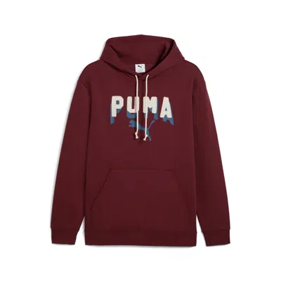Puma Essentials Double Up Hoodie Men In Burgundy
