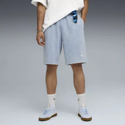 Puma Essentials Elevated Wash Shorts Men In Blue
