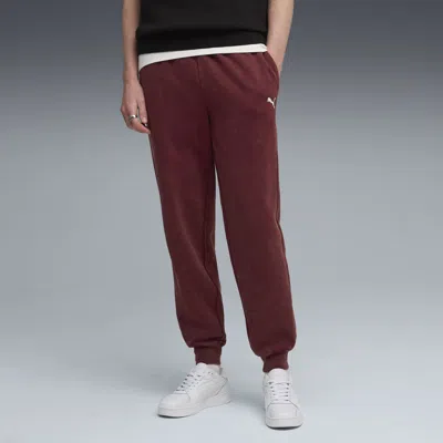 Puma Essentials Elevated Wash Sweatpants Men In Burgundy
