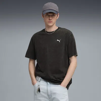 Puma Essentials Elevated Wash T-shirt Men In Black