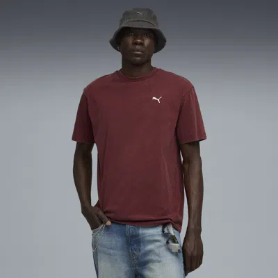 Puma Essentials Elevated Wash T-shirt Men In Burgundy