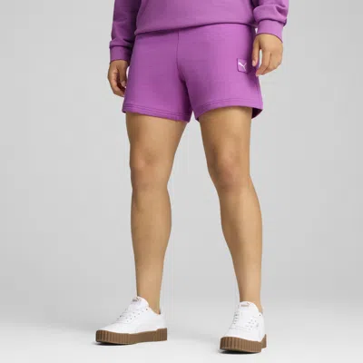 Puma Essentials Elevated Women's 5" Mid-rise Shorts In Purple