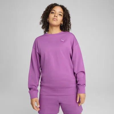 Puma Better Classics Relaxed Crew Tr Woman Sweatshirt Purple Size L Cotton