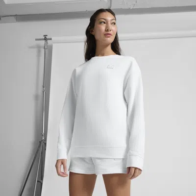 Puma Essentials Elevated Women's Comfort Crew Sweatshirt In White