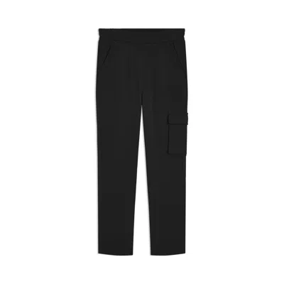 Puma Essentials Embossed Big Kids' Fleece Cargo Joggers Pant In Black