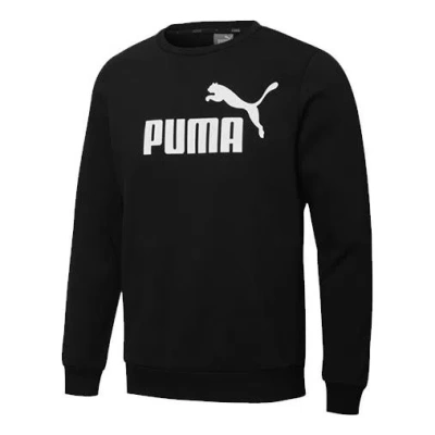 PUMA PUMA ESSENTIALS FLEECE CREWNECK SWEATSHIRT 'BLACK WHITE'