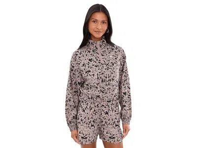 Puma Essentials Graphics Animal Print Relaxed Woven Half-zip Jacket In Brown