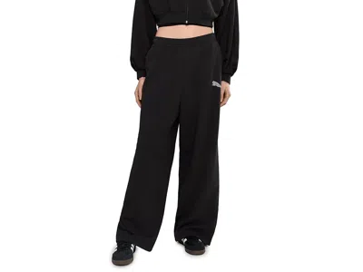 Puma Essentials Graphics Leo Luxe Bedazzled Slouchy Pants In Black