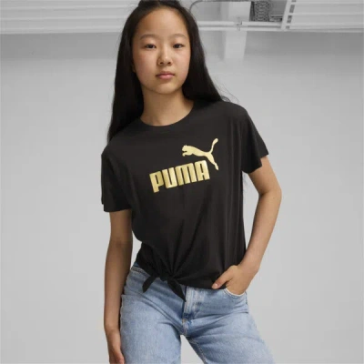 Puma Essentials+ Logo Knotted T-shirt Big Kids In Black