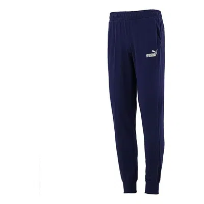 Puma Essentials Logo Sweatpants 'navy White' In Blue