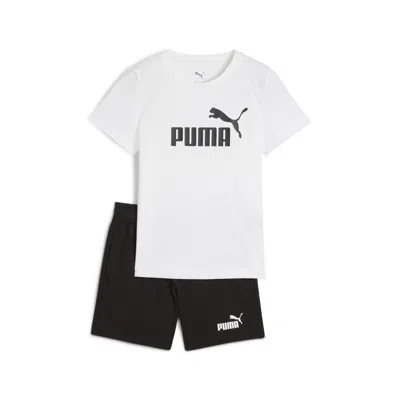 Puma Essentials Matching Sets Little Kid's T-shirt And Shorts Set In White