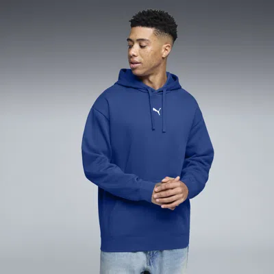 Puma Essentials Men's Relaxed Fleece Hoodie In Blue