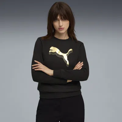 Puma Essentials Metallic Crew Women In Black
