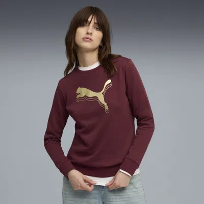 Puma Essentials Metallic Women's Crew Neck Sweatshirt In Red