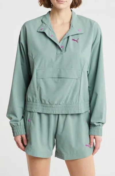 Puma Essentials Ripstop Pullover In Green Moon