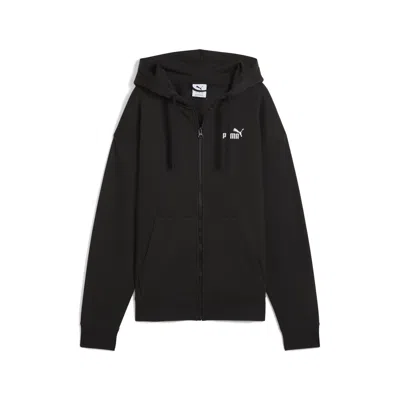 Puma Essentials Small No. 1 Logo Fleece Women's Comfort Full-zip Hoodie In Black
