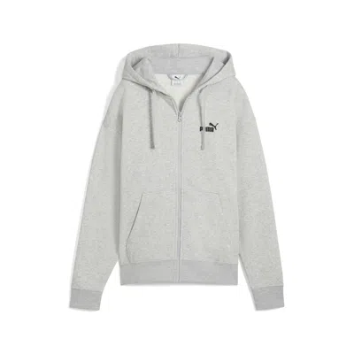 Puma Essentials Small No. 1 Logo Fleece Women's Comfort Full-zip Hoodie In Gray