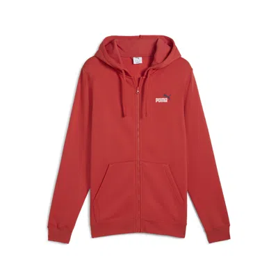 Puma Essentials Small No. 1 Logo Men's Full-zip Hoodie In Red