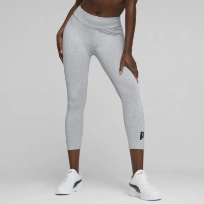 Puma Essentials Women's 3/4 Logo Leggings In Light Gray Heather